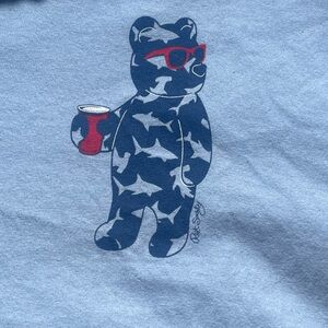 Light Blue Riot Society tee shirt with Bear logo size Large cool summer wear